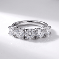 Silver Five Diamond Round Ring
