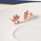 Rose Gold Paw Jewellery Set – 4 Pieces with Zirconia Heart (Ring, Necklace, Earrings, Bracelet)