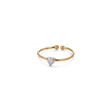 Birthstone Ring Titanium Steel Plated 18K Open Adjustable Gold
