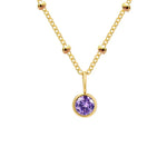 Dainty Birthstone Necklace with Beaded Chain
