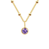 Dainty Birthstone Necklace with Beaded Chain