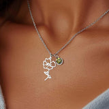 Birthstone Birth Flower Necklace Personalised