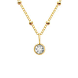 Dainty Birthstone Necklace with Beaded Chain