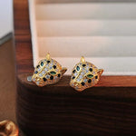 Colourful Leopard Crystal Statement Earrings