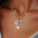 Birthstone Birth Flower Necklace Personalised