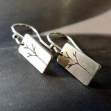 Vintage Rectangular Tree Draw Earrings