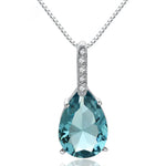 Sterling Silver Water Drop Blue Pendant Necklace