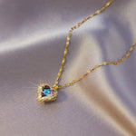 Crystal Ocean Heart Pendant Necklace