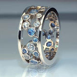 Hollow Blue Crystal Statement Ring