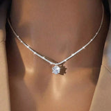 Moissanite Solitaire Pendant Sterling Silver Necklace