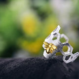 Adjustable 18K Gold Plated Honeycomb Ring