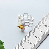 Adjustable 18K Gold Plated Honeycomb Ring