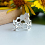 Adjustable 18K Gold Plated Honeycomb Ring
