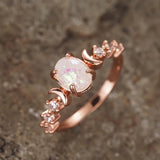 Moonlit Opal Ring with Celestial Sparkle