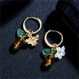 Orange Blossom Bee Hoop Earrings