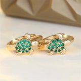 Sea Turtle Hoop Earrings with Sparkling Zircon