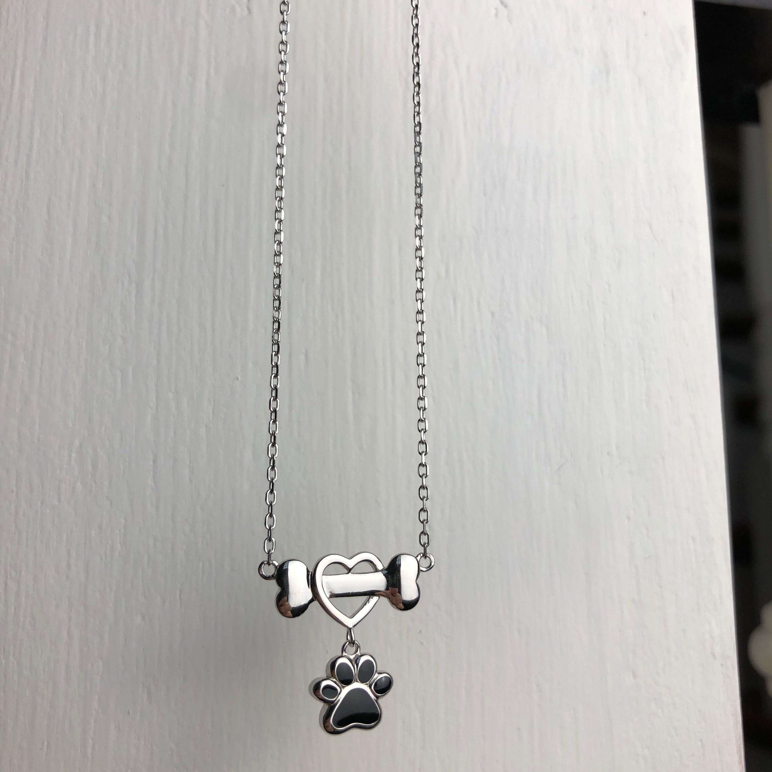 Dainty Dog Paw Necklace in Stainless Steel