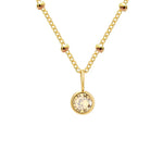 Dainty Birthstone Necklace with Beaded Chain
