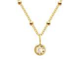 Dainty Birthstone Necklace with Beaded Chain