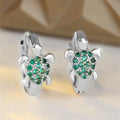 Sea Turtle Hoop Earrings with Sparkling Zircon