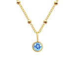 Dainty Birthstone Necklace with Beaded Chain