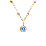 Dainty Birthstone Necklace with Beaded Chain