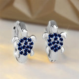 Sea Turtle Hoop Earrings with Sparkling Zircon