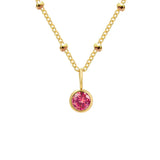 Dainty Birthstone Necklace with Beaded Chain
