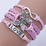 Vintage Love Butterfly Leather Bracelet