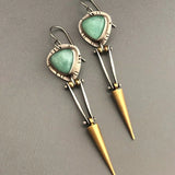 Green Resin Stone Boho Ethnic Earrings