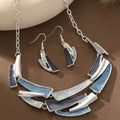 Geometric Enamel Necklace with Earrings