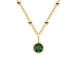 Dainty Birthstone Necklace with Beaded Chain