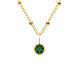 Dainty Birthstone Necklace with Beaded Chain