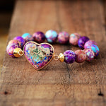 Handmade Purple Jasper Love Bead Bracelet
