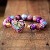 Handmade Purple Jasper Love Bead Bracelet