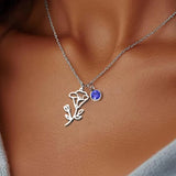 Birthstone Birth Flower Necklace Personalised