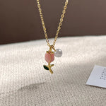 Pink Tulip Garden Necklace & Earrings Set