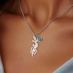 Birthstone Birth Flower Necklace Personalised