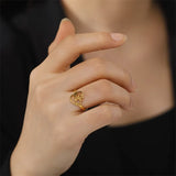 Gold-Tone Paw & Heart Ring – Stainless Steel Jewellery for Pet Lovers