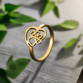 Gold-Tone Paw & Heart Ring – Stainless Steel Jewellery for Pet Lovers