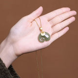 Hetian Jade Elephant Pendant Necklace – 18K Gold Plated Chain for Women