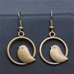 Vintage Bird Charm Drop Earrings – Handmade Boho Jewellery