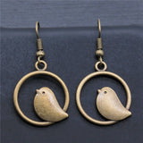 Vintage Bird Charm Drop Earrings – Handmade Boho Jewellery