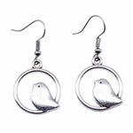 Vintage Bird Charm Drop Earrings – Handmade Boho Jewellery