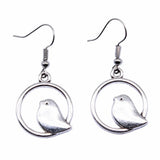 Vintage Bird Charm Drop Earrings – Handmade Boho Jewellery