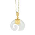 Hetian Jade Elephant Pendant Necklace – 18K Gold Plated Chain for Women