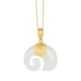 Hetian Jade Elephant Pendant Necklace – 18K Gold Plated Chain for Women