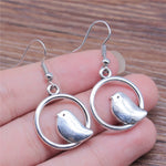 Vintage Bird Charm Drop Earrings – Handmade Boho Jewellery
