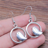 Vintage Bird Charm Drop Earrings – Handmade Boho Jewellery
