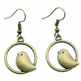 Vintage Bird Charm Drop Earrings – Handmade Boho Jewellery
